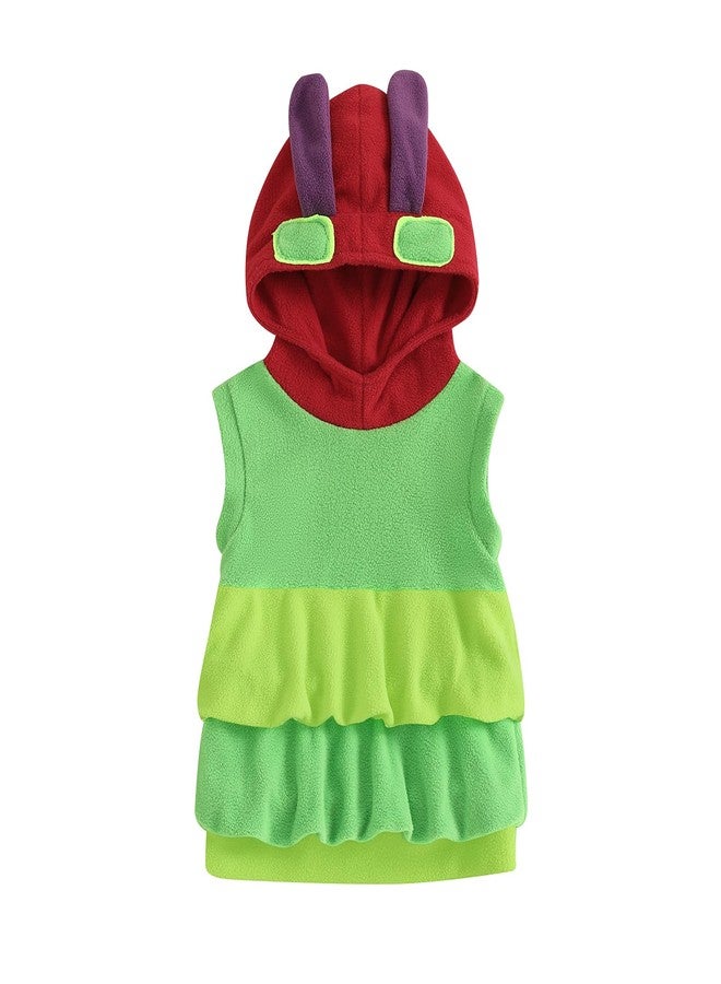 Pudcoco Kids Toddler Baby Boys Girls Halloween Hungry Caterpillar Costume Fleece Hooded Sweatshirt Party Cosplay (Green, 2-3T) - Image 1